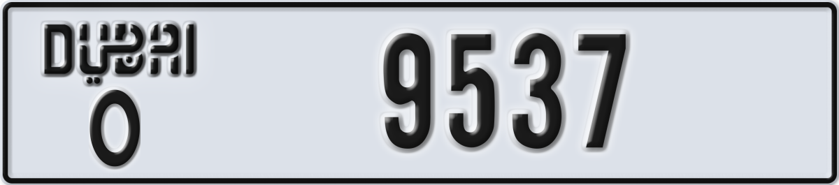 dubai License Plate Number 9537 Code O
