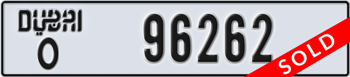 dubai License Plate Number 96262 Code O
