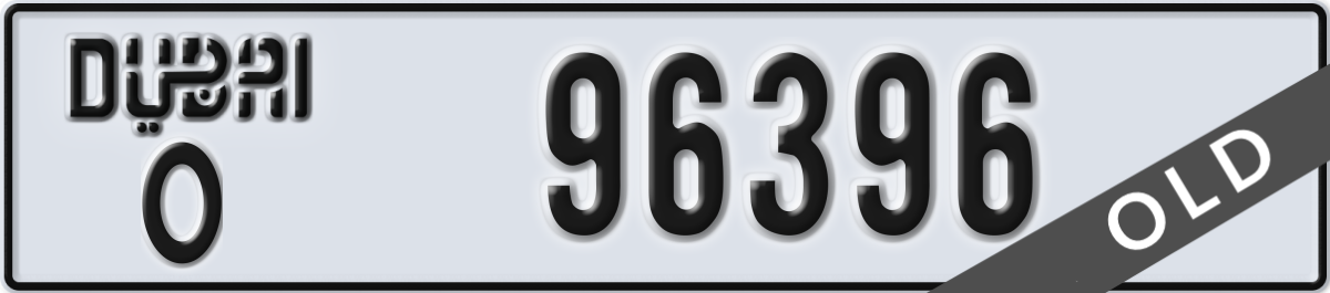 dubai License Plate Number 96396 Code O