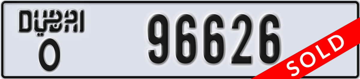 dubai License Plate Number 96626 Code O