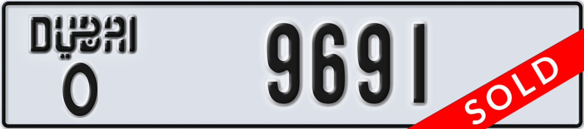 dubai License Plate Number 9691 Code O