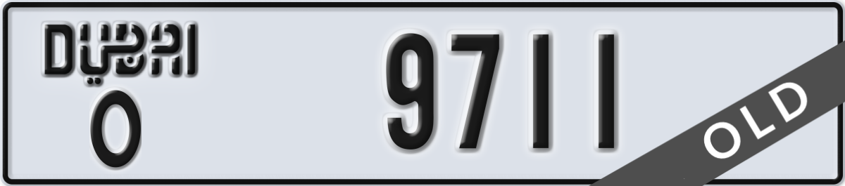 dubai License Plate Number 9711 Code O