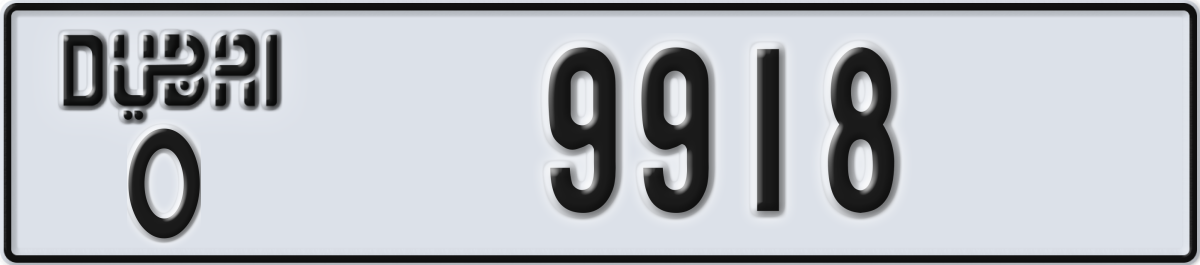 dubai License Plate Number 9918 Code O