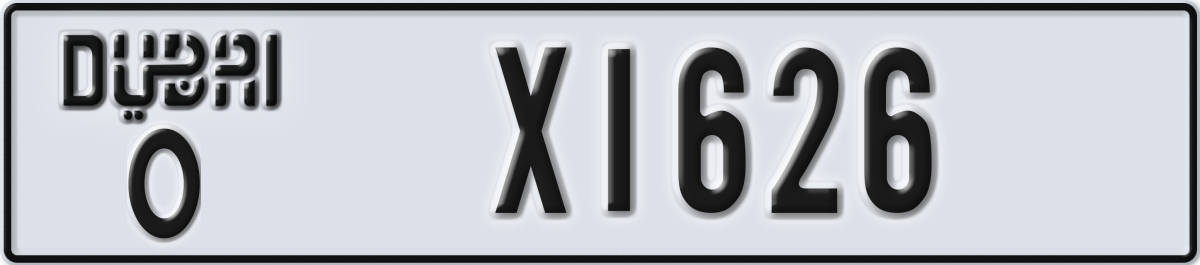 dubai License Plate Number X1626 Code O