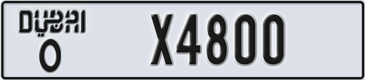 dubai License Plate Number X4800 Code O