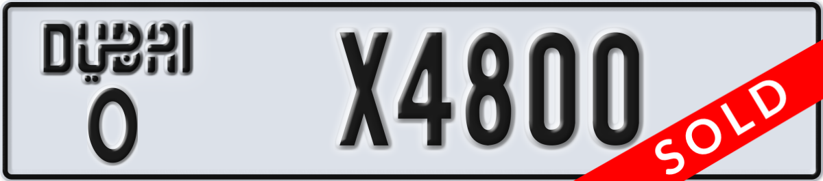 dubai License Plate Number X4800 Code O