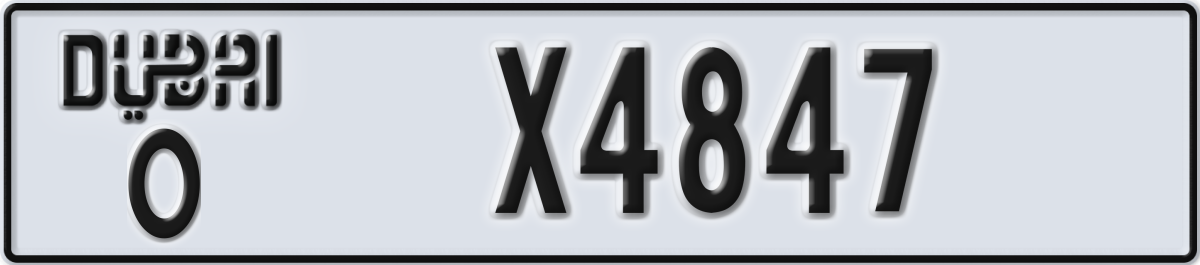 dubai License Plate Number X4847 Code O