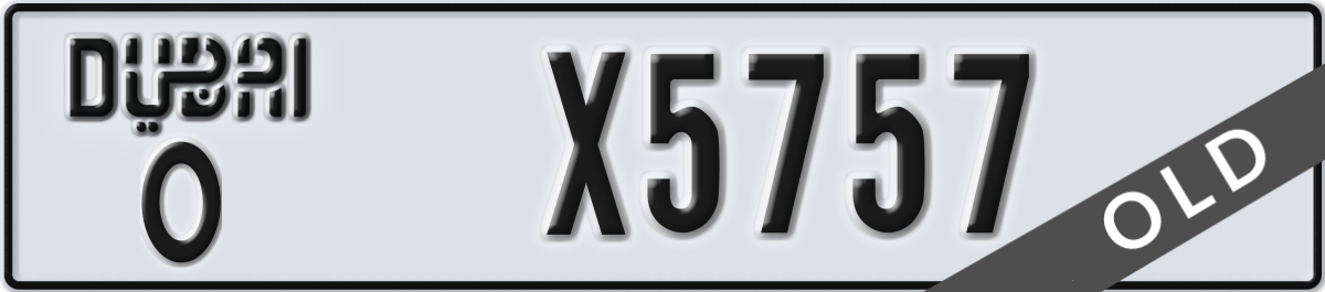 dubai License Plate Number X5757 Code O