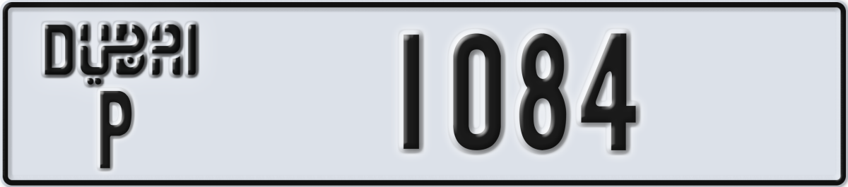 dubai License Plate Number 1084 Code P