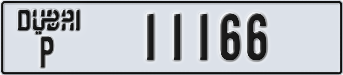 dubai License Plate Number 11166 Code P