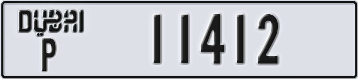 dubai License Plate Number 11412 Code P