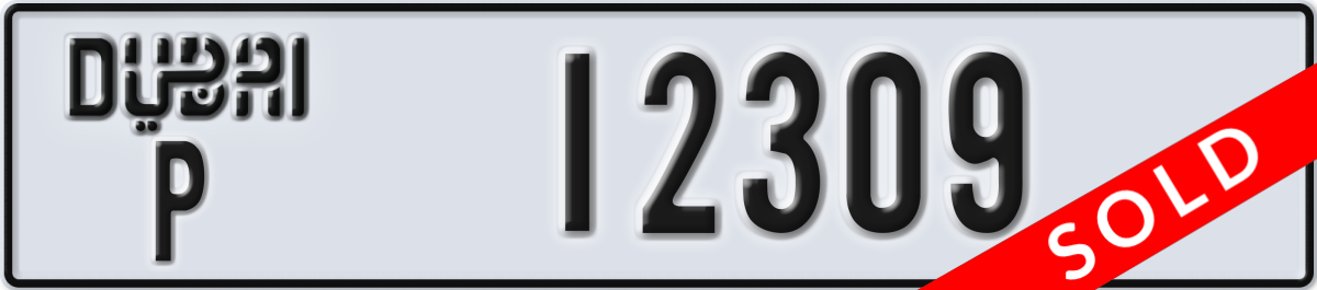 dubai License Plate Number 12309 Code P