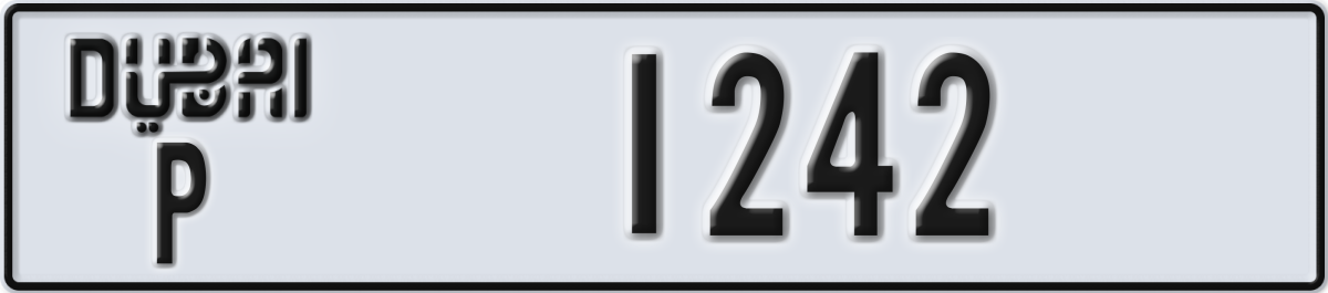 dubai License Plate Number 1242 Code P