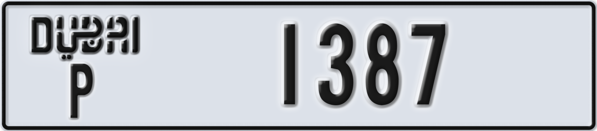 dubai License Plate Number 1387 Code P