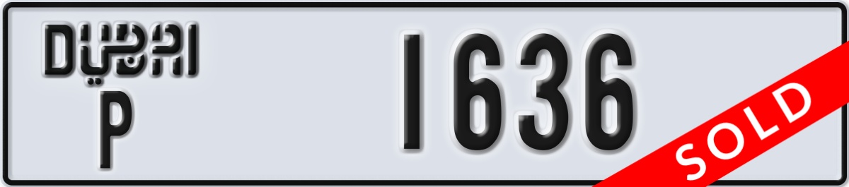 dubai License Plate Number 1636 Code P
