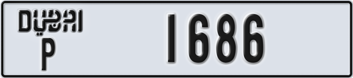 dubai License Plate Number 1686 Code P
