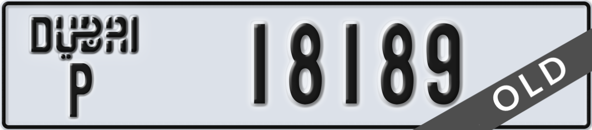 dubai License Plate Number 18189 Code P