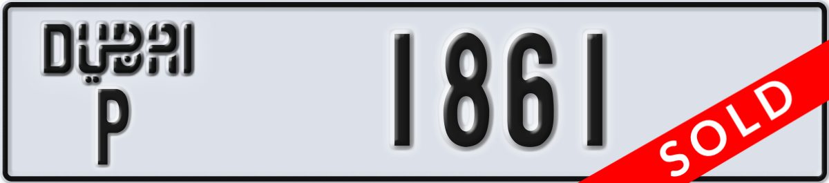 dubai License Plate Number 1861 Code P