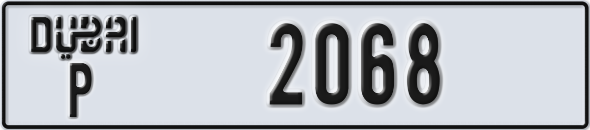dubai License Plate Number 2068 Code P
