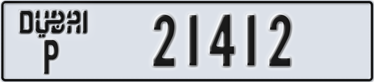 dubai License Plate Number 21412 Code P