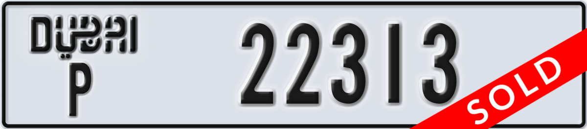 dubai License Plate Number 22313 Code P