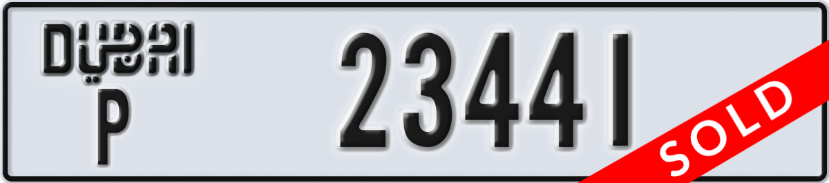 dubai License Plate Number 23441 Code P