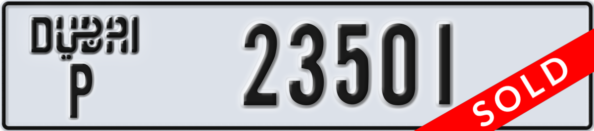 dubai License Plate Number 23501 Code P