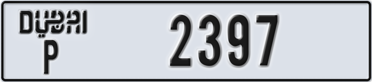 dubai License Plate Number 2397 Code P