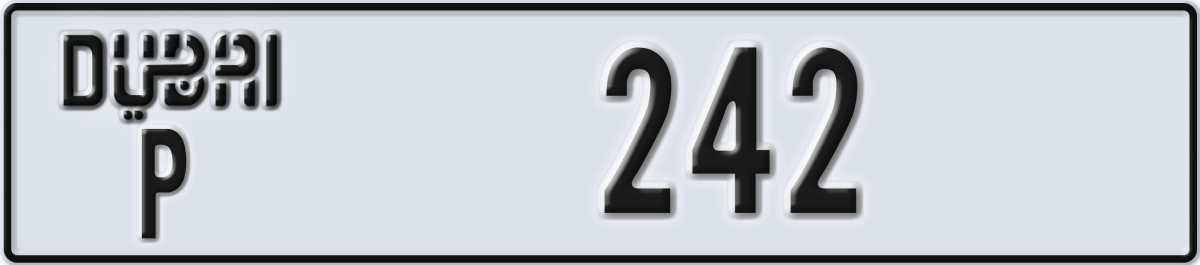 dubai License Plate Number 242 Code P