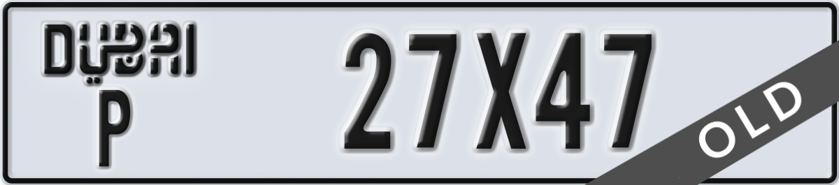 dubai License Plate Number 27X47 Code P