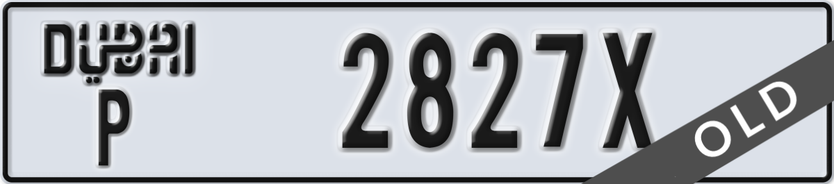dubai License Plate Number 2827X Code P