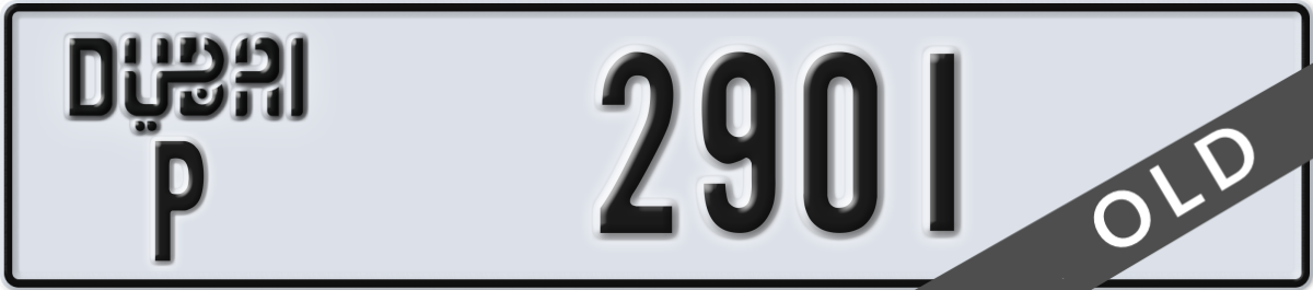 dubai License Plate Number 2901 Code P
