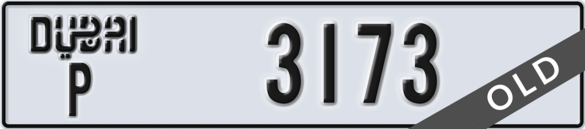 dubai License Plate Number 3173 Code P