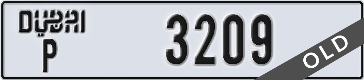 dubai License Plate Number 3209 Code P
