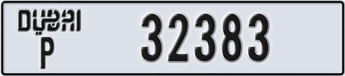 dubai License Plate Number 32383 Code P