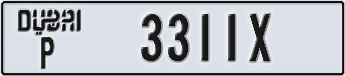 dubai License Plate Number 3311X Code P