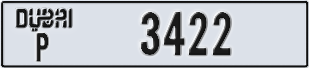 dubai License Plate Number 3422 Code P