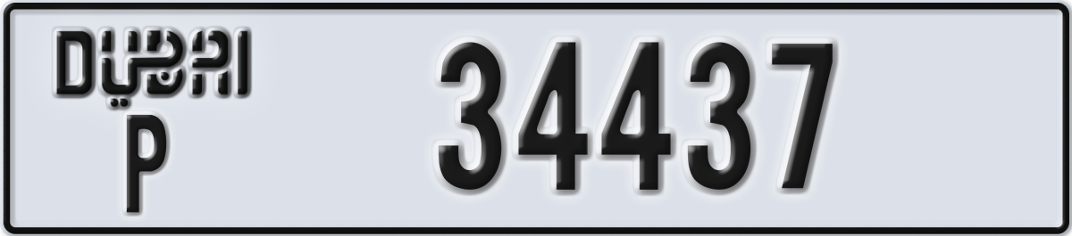 dubai License Plate Number 34437 Code P
