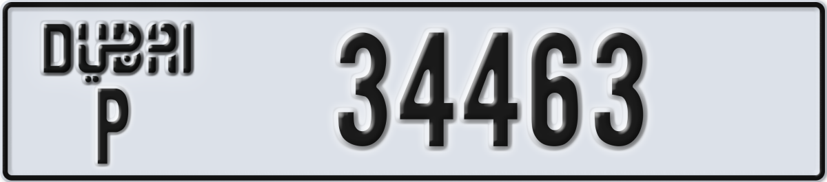 dubai License Plate Number 34463 Code P