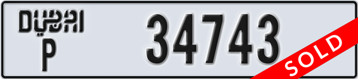 dubai License Plate Number 34743 Code P