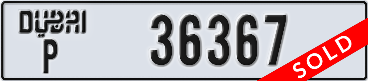 dubai License Plate Number 36367 Code P