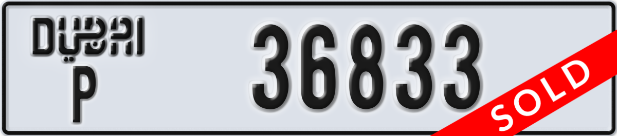 dubai License Plate Number 36833 Code P
