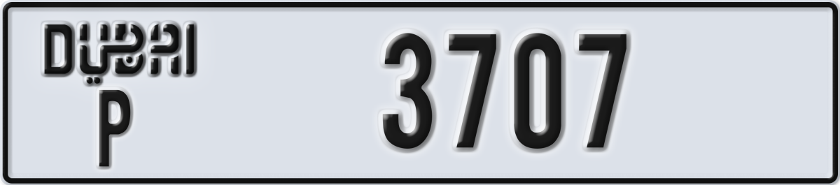 dubai License Plate Number 3707 Code P