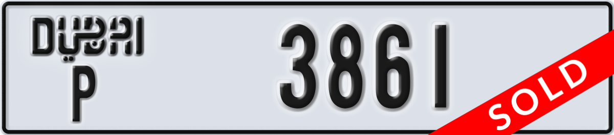 dubai License Plate Number 3861 Code P