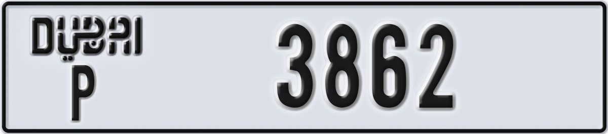 dubai License Plate Number 3862 Code P