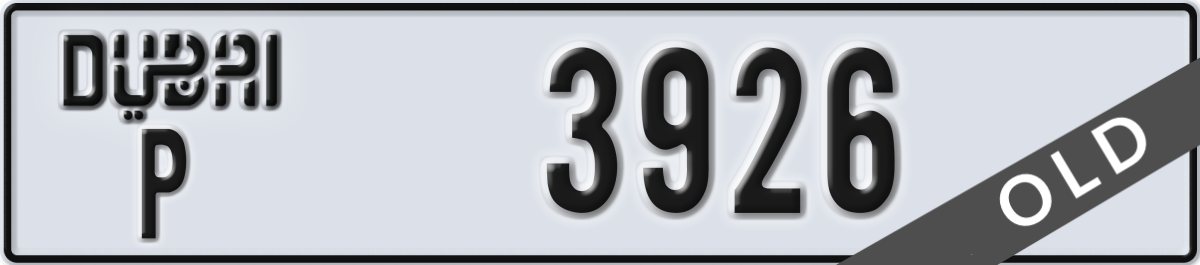 dubai License Plate Number 3926 Code P