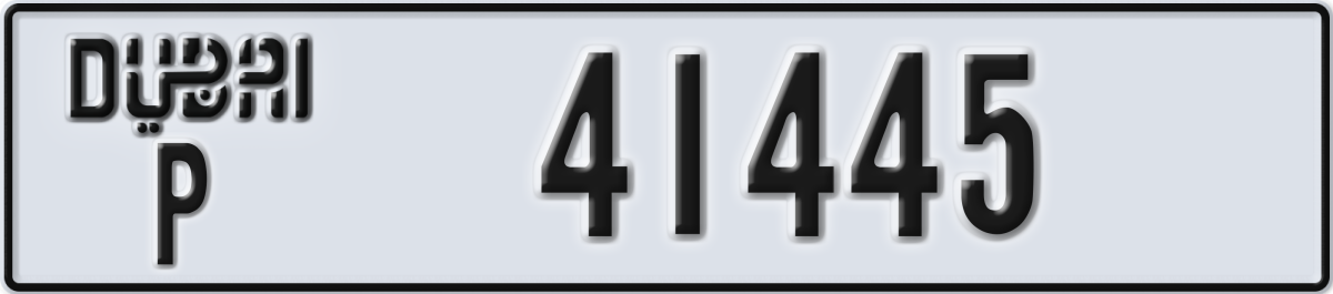 dubai License Plate Number 41445 Code P