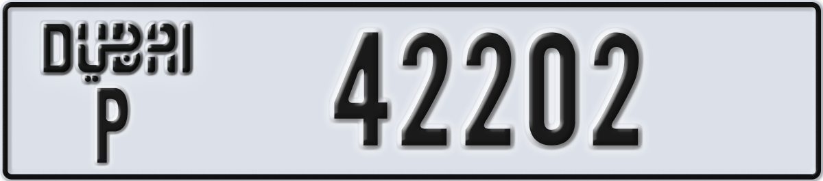 dubai License Plate Number 42202 Code P