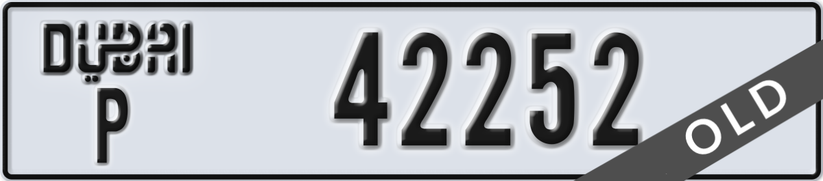 dubai License Plate Number 42252 Code P