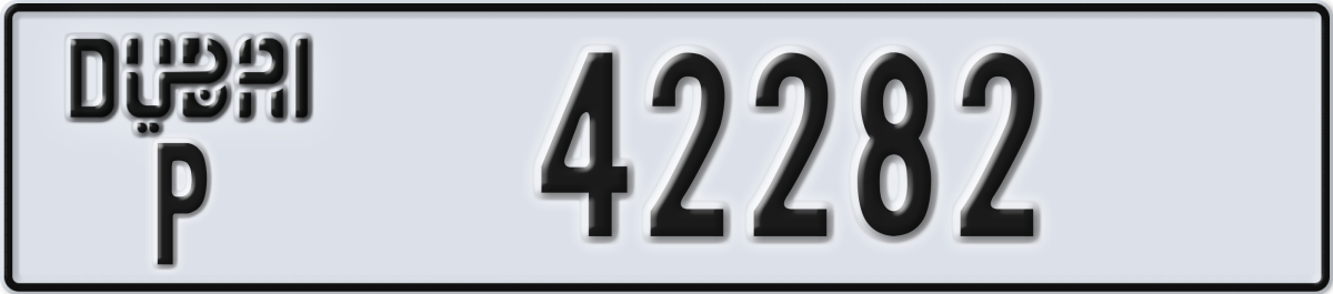 dubai License Plate Number 42282 Code P